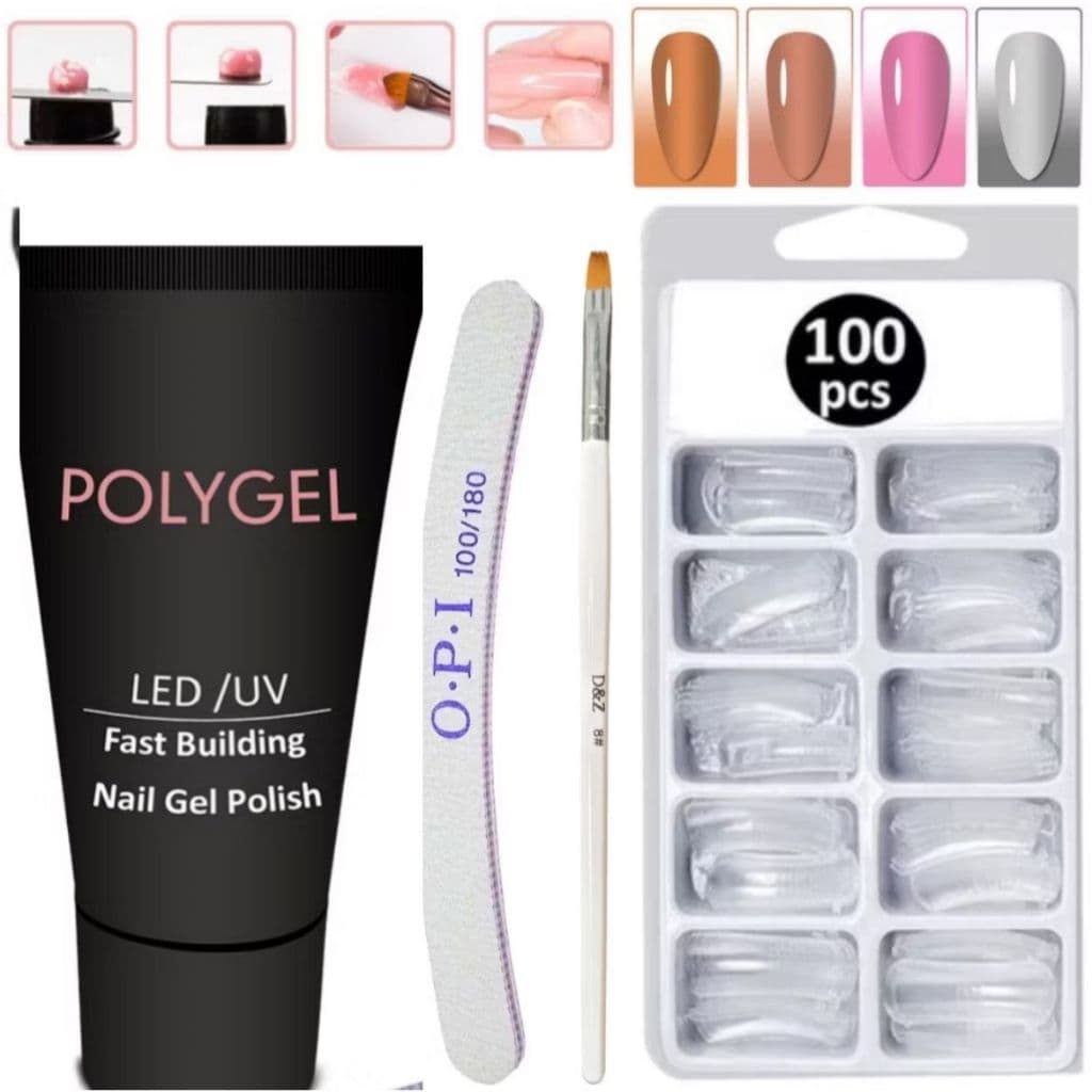 Kit  Poligel Alongamento manicure Molde F1 Unhas Super Promoção acrigel profissional