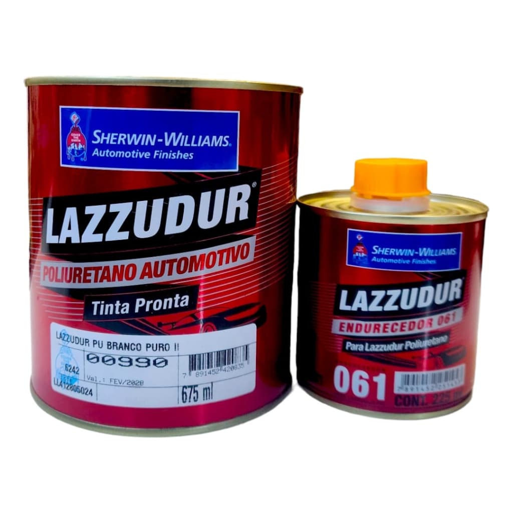 Tinta Automotiva Pu Branco Puro Ii Brihante Kit 0,9l Lazzuri Uso Profissional