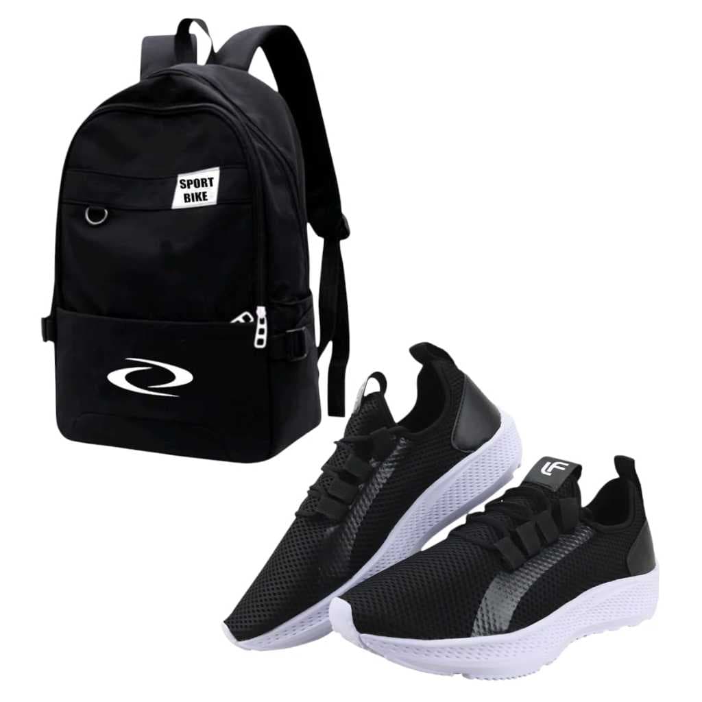 Mochila Bolsa Faculdade Viagem + Tênis Ultra Confort 360 Solado Flexível Corrida Academia Lançamento