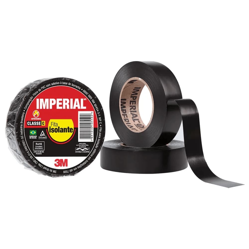 Fita Isolante 3M Imperial Preta 18mm 20 Metros