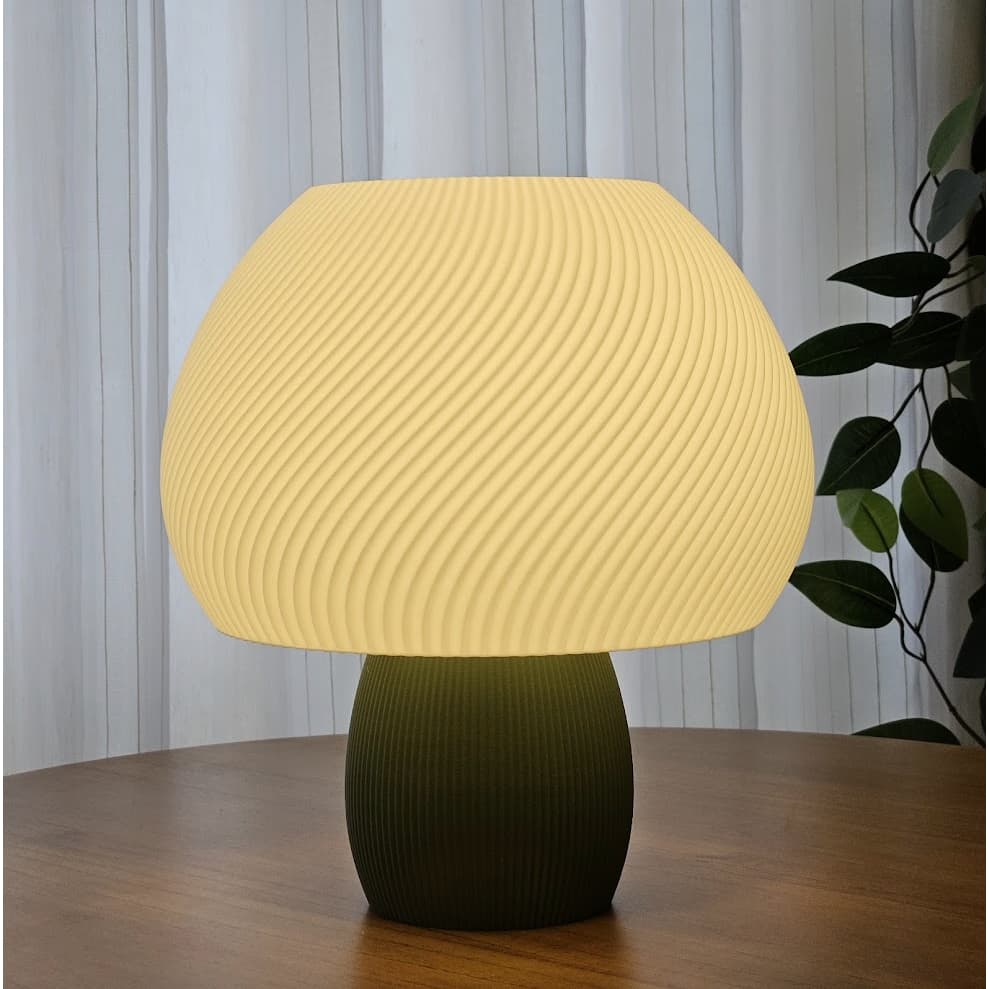 Luminária Cogumelo Ondulada para mesa cabeceira e escritório abajur