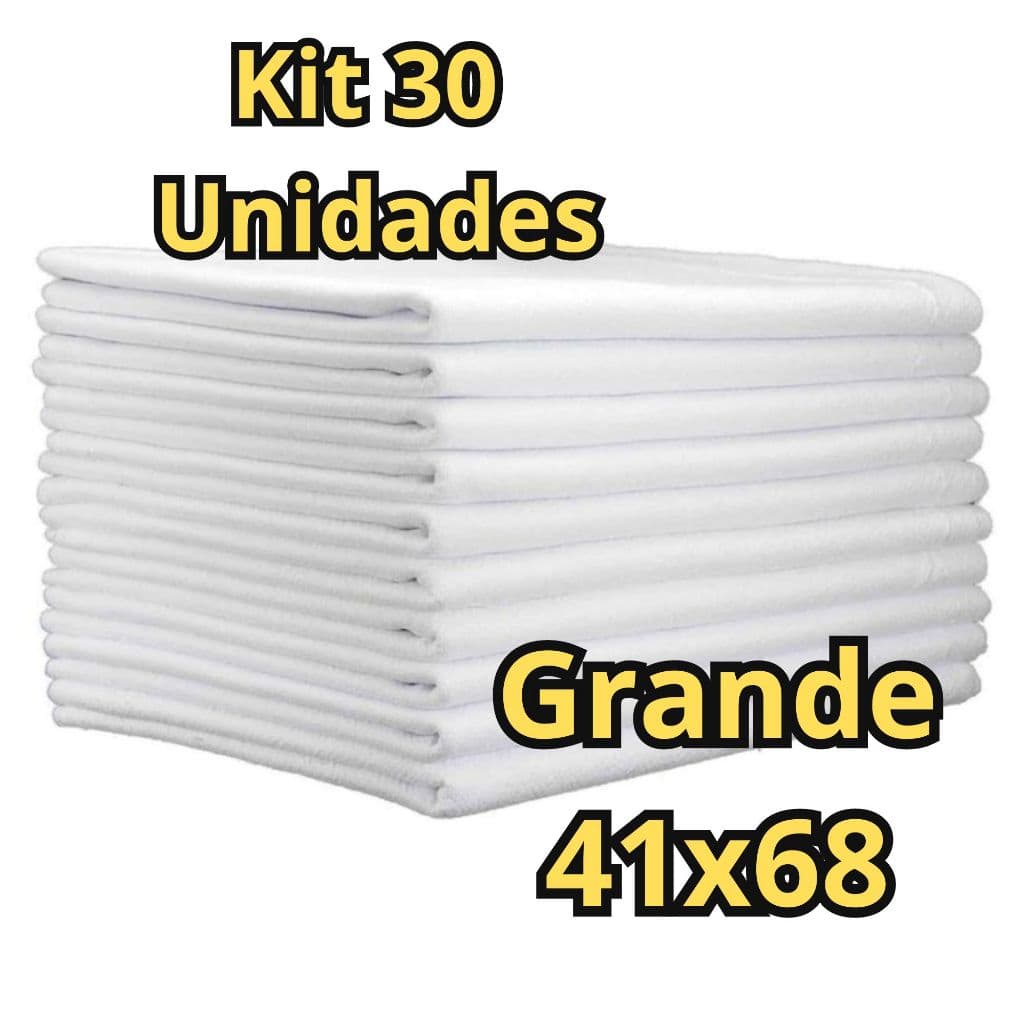 Kit 30 Pano de Prato Branco Liso 100% Algodão  Para Pintura Cozinha - Bainha Premium 68X40