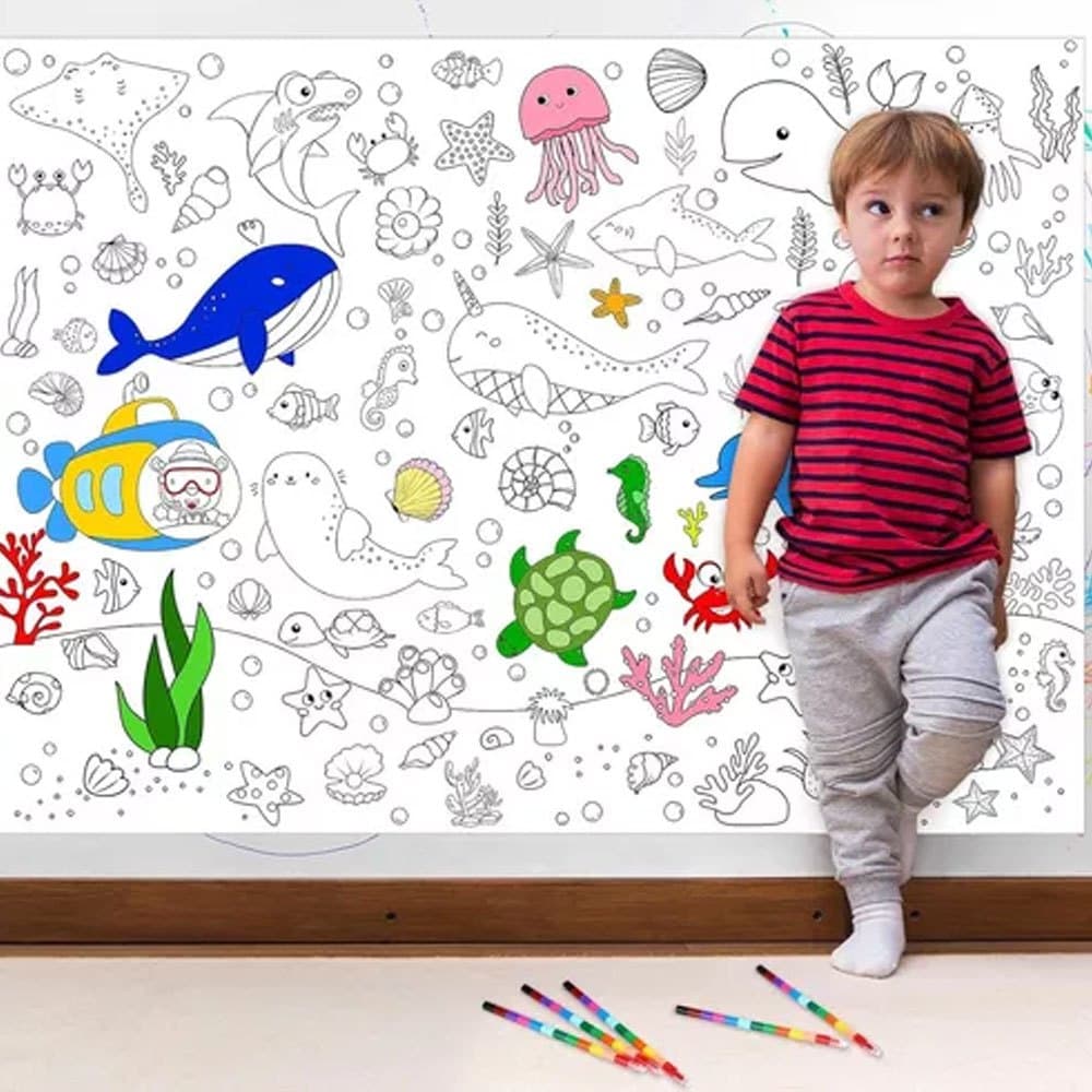 Rolo De Papel Bobina Para Colorir Pintar Criança Educativo