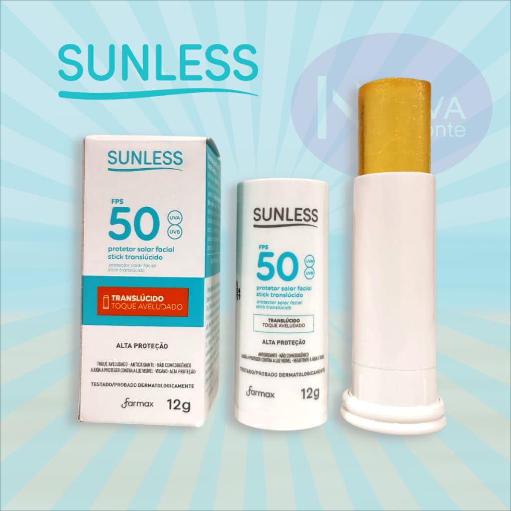 PROTETOR FACIAL FPS50 STICK TRANSLUCIDO  12G - SUNLESS