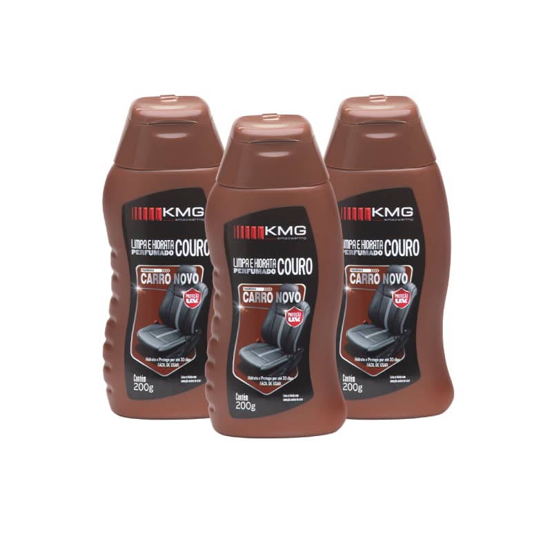 Hidratante e Limpa Couro Em Gel Para Carro E Moto 200g Automotivo - 03 Unidades