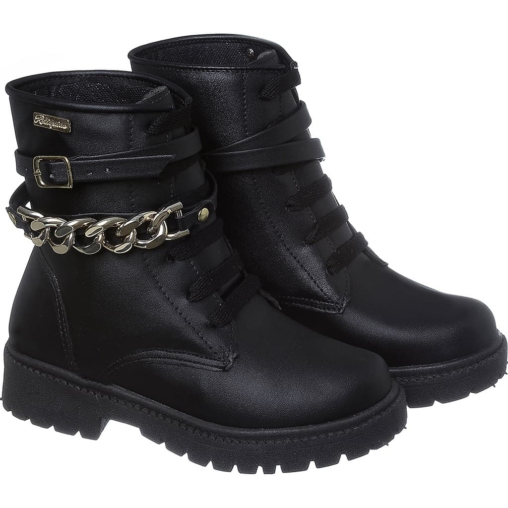 Bota Feminina Infantil Coturno Menina Tratorada Corrente
