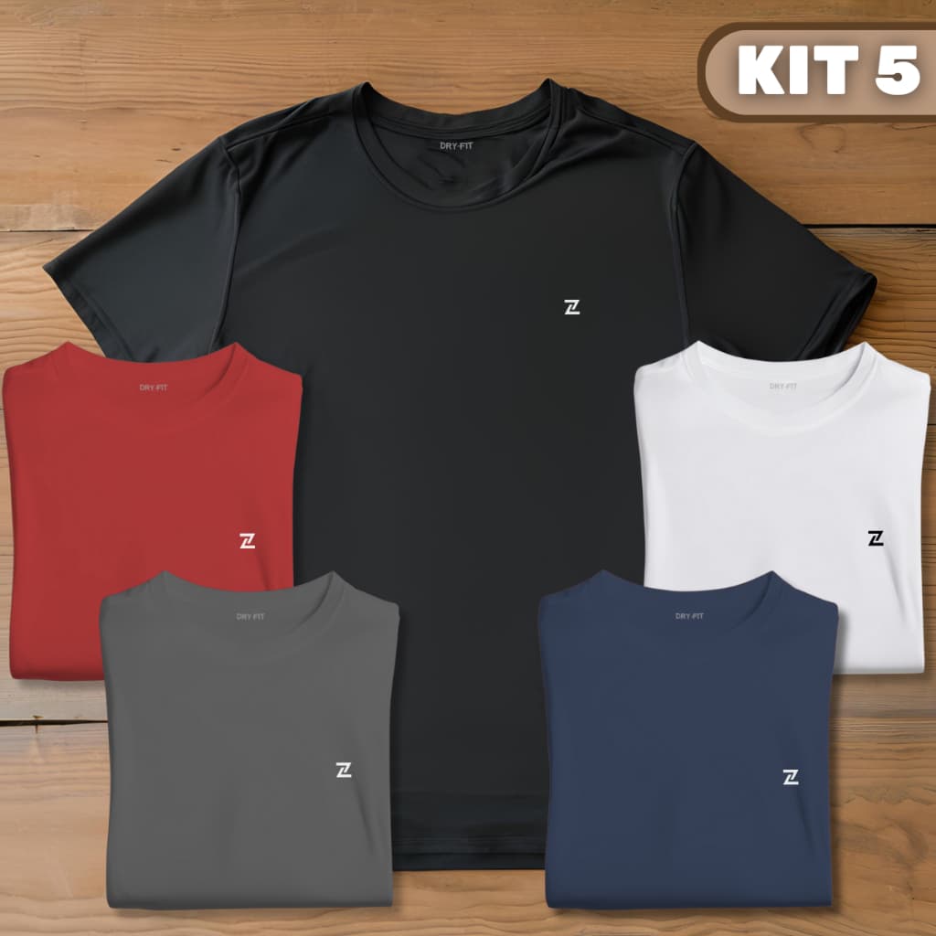 Kit 5 Camisetas Masculina Furadinha 100% Dry-Fit Treino Academia Zoo Company Confortável 5 Cores Sortidas/Plus Size