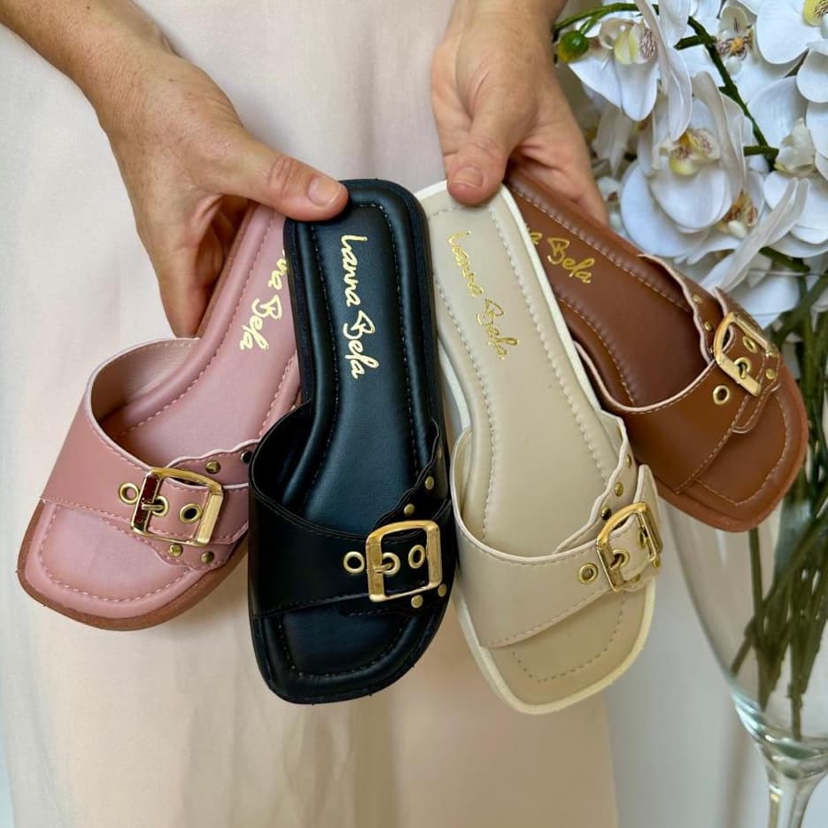 Sandália Papete Feminina Birken Rasteirinha Regulagem Fivela Promoção Relampago Envio Imediato REF 224