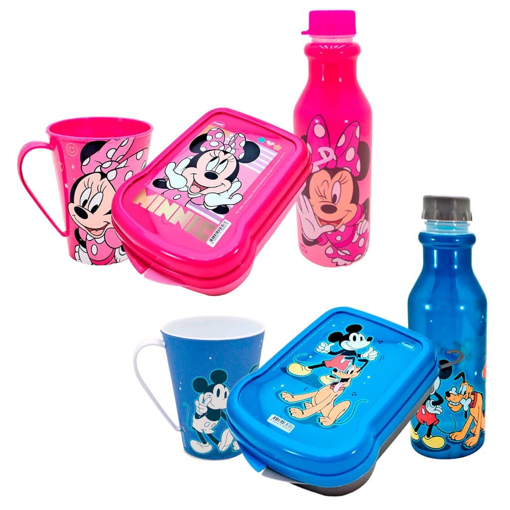 Kit, Garrafinha 500ml Retrô, Caneca 360ml , e Sanduicheira infantil mickey ou minnie