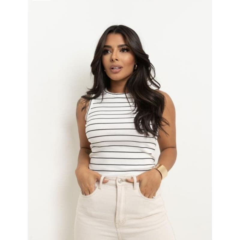 Regatinha Casual Listrada Blogueirinha Ribana
