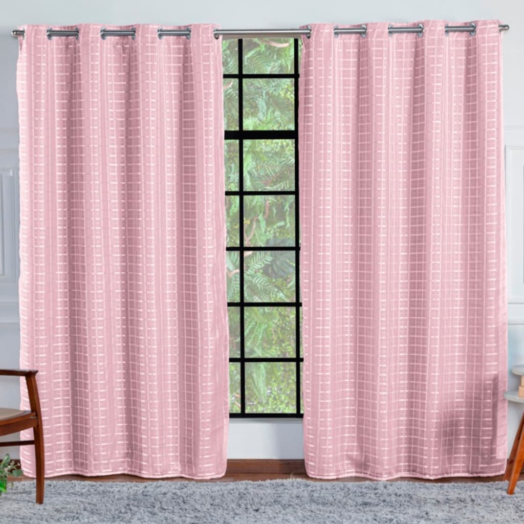 Cortina 100% Blackout De PVC Com Voil Xadrez 2,80x2,30 Para Quarto Sala