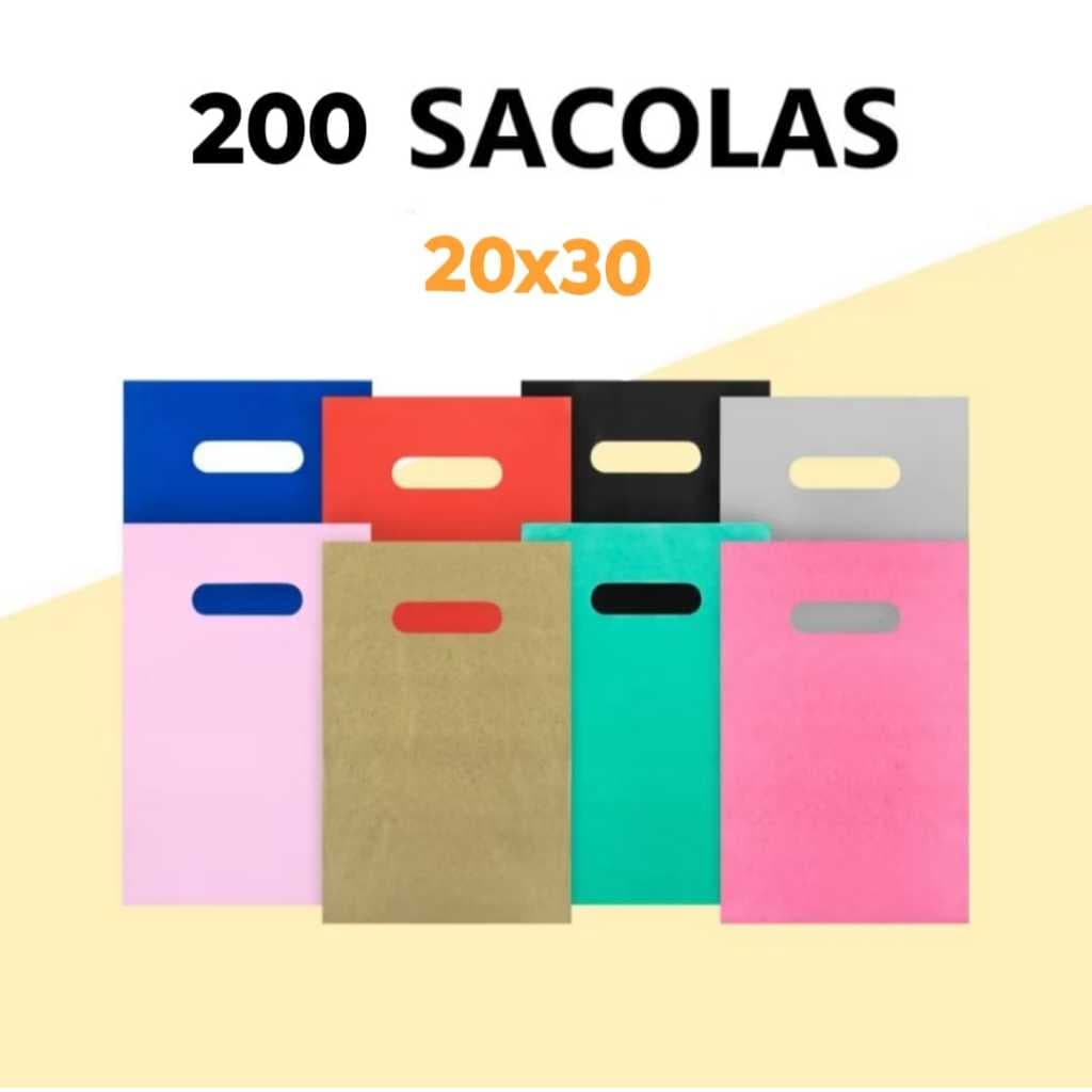 200 sacolas plastica boca vasada de palhaço 20x30 para loja
