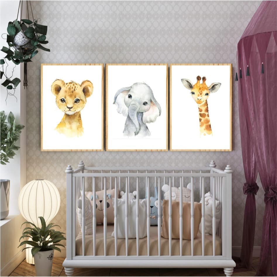 Kit Triplo - Quadros Decorativos Infantis - Moldura Filete - 20x30