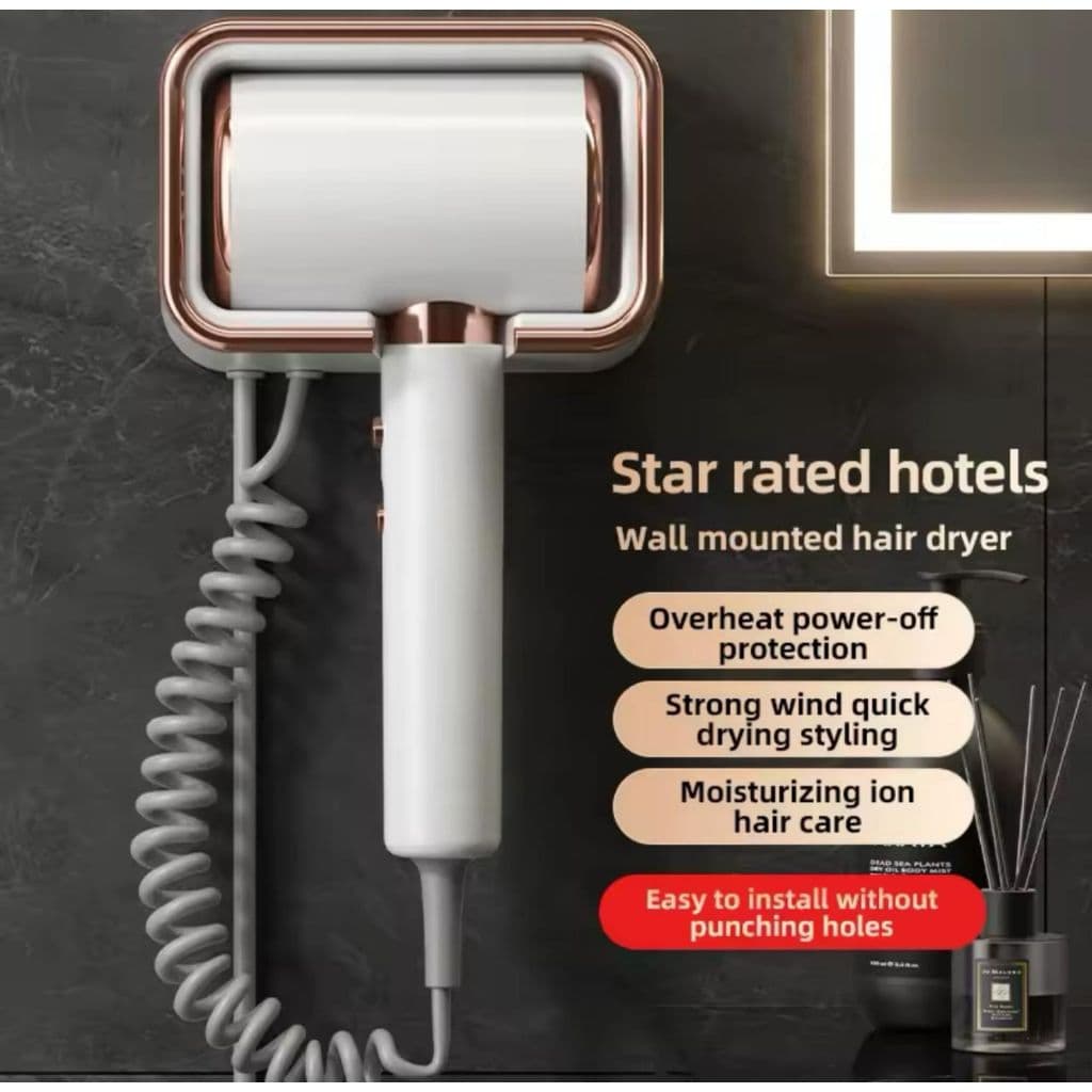 Secador De Cabelo Banheiro Hotel Motel Fixo Suporte Parede