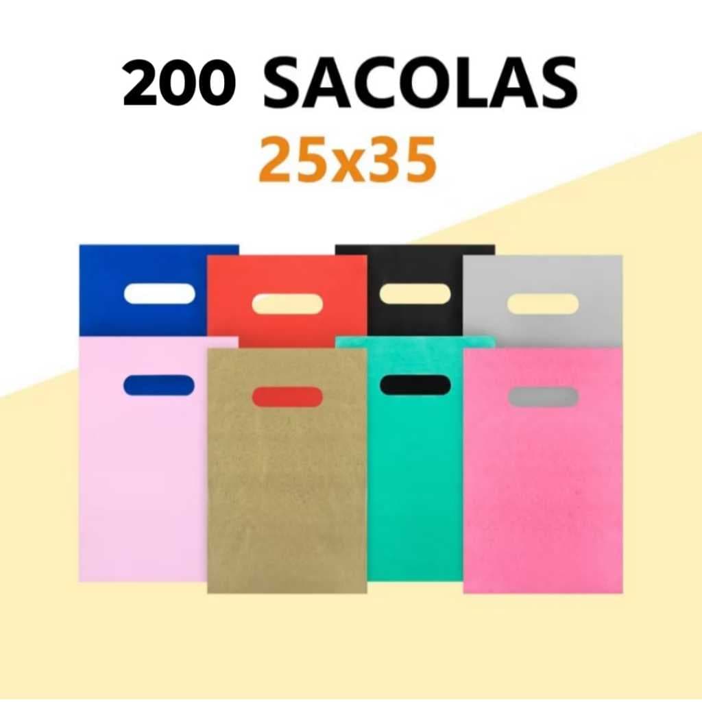 200 sacolas plastica boca vasada de palhaço 25x35 para loja