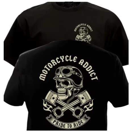Camiseta Duas variações Motoqueiro  Viciado em Moto Novo!