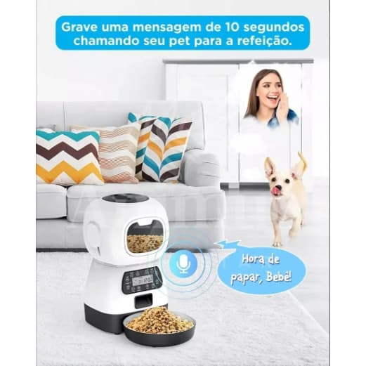 Elf automatic pet feeder Alimentador Comedouro Automático Cães Gatos Programável cor Branco 3.5 L