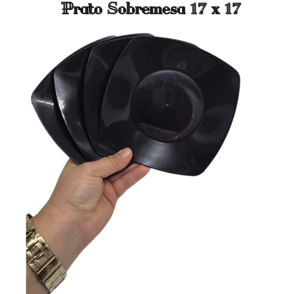 Kit 10 Pratos de SOBREMESA Quadrados Plástico Resistentes Bonitos Perfeitos Para Festas
