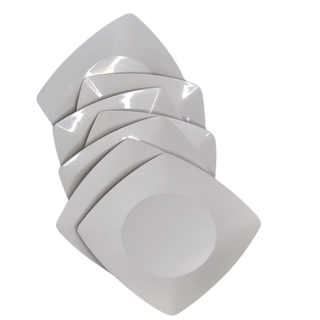 Conjunto 10 Pratinhos Quadrado Sobremesa Plástico Branco