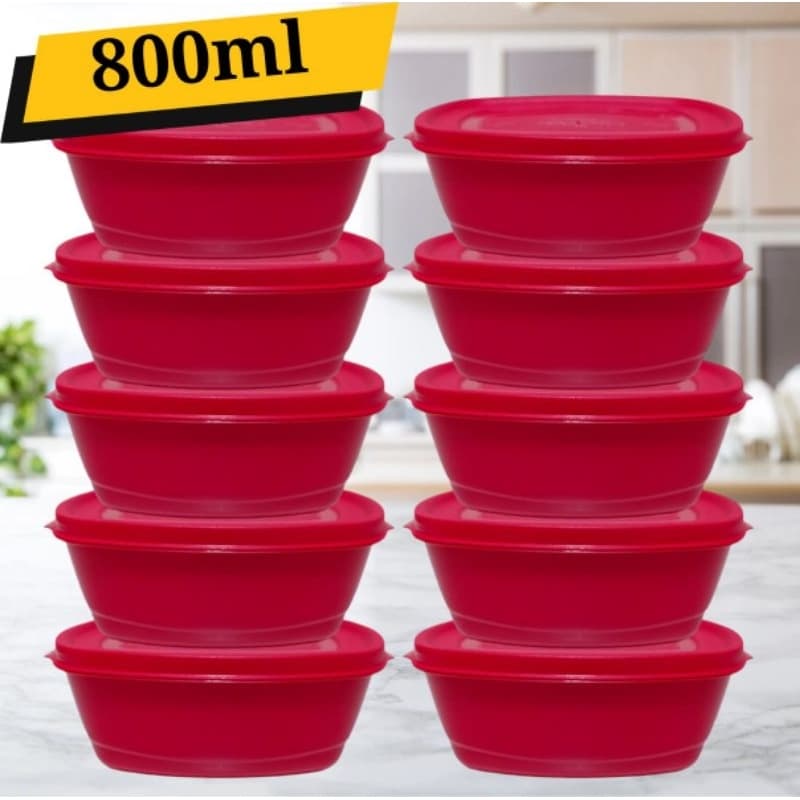 KIT 10 Potes 800ML Marmita Depósito Para Alimentos BPA FREE Tapuer