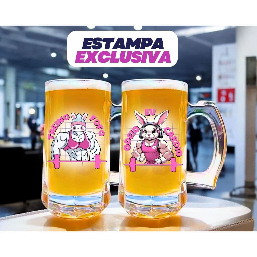 Jogo 2 Canecas De Congelar Chopp Personalizada Treino Fofo Frases Meme Academia Fitness Zero Grau