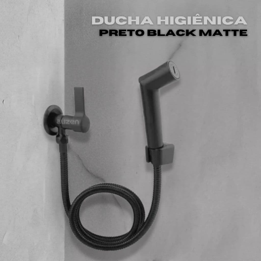 Ducha Higiênica Preto Fosco Black Matte para Banheiro Lavabo 1/4 de Volta