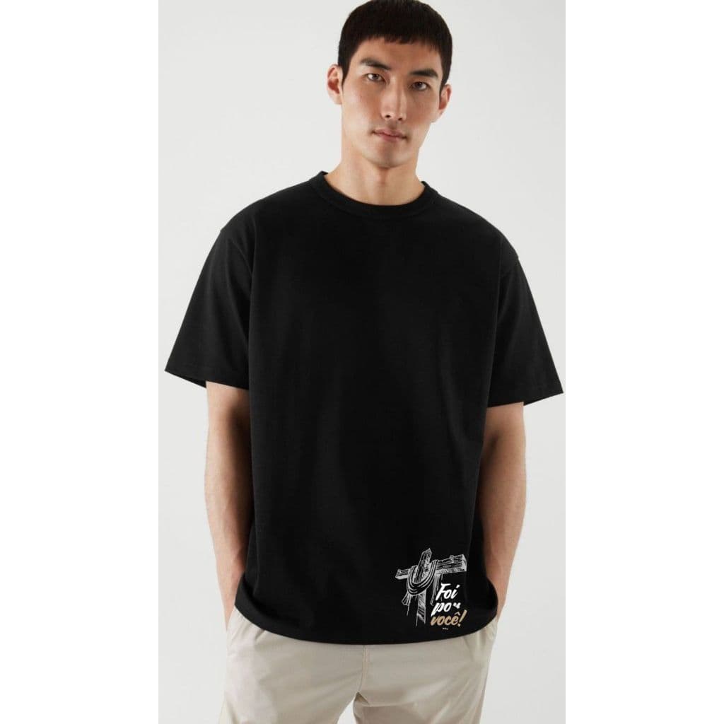 Camiseta Estampa Básica Escrito Foi Por Você Manga Curta 100% Algodão Blusa Religiosa