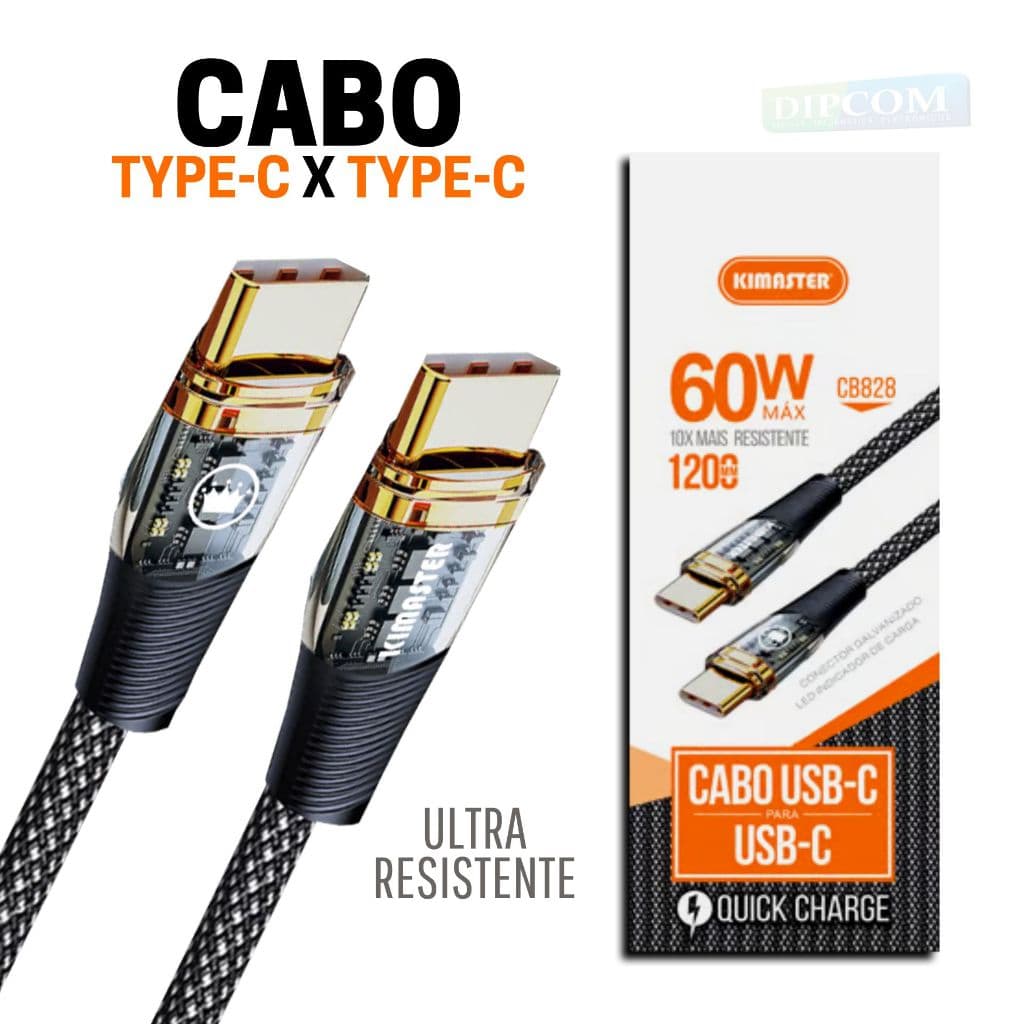Cabo Usb-C x Usb-C Turbo 60W 5A Quick Charge Original CB828 Kimaster