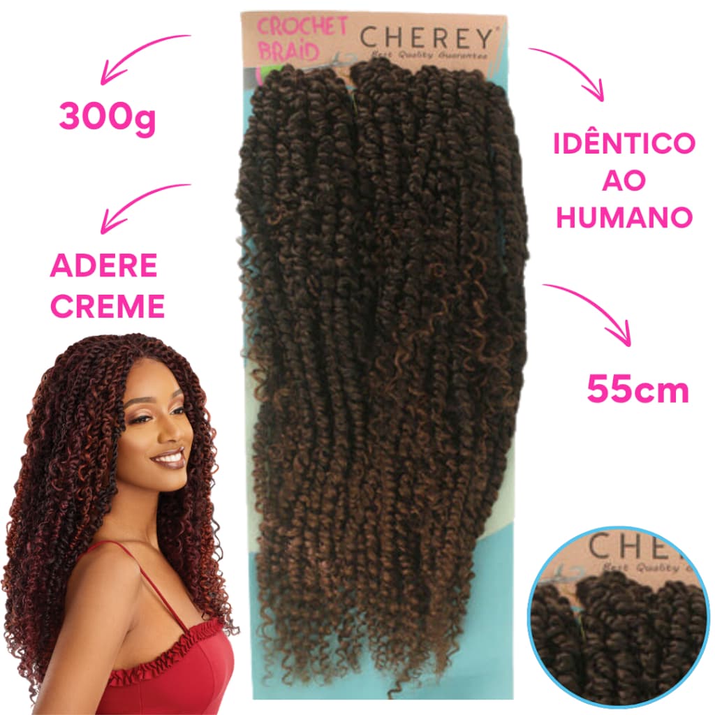 Cabelo Cacheado Cherey Boho Passion Sintético 55cm 300g Crochet Braid Entrega Rápida