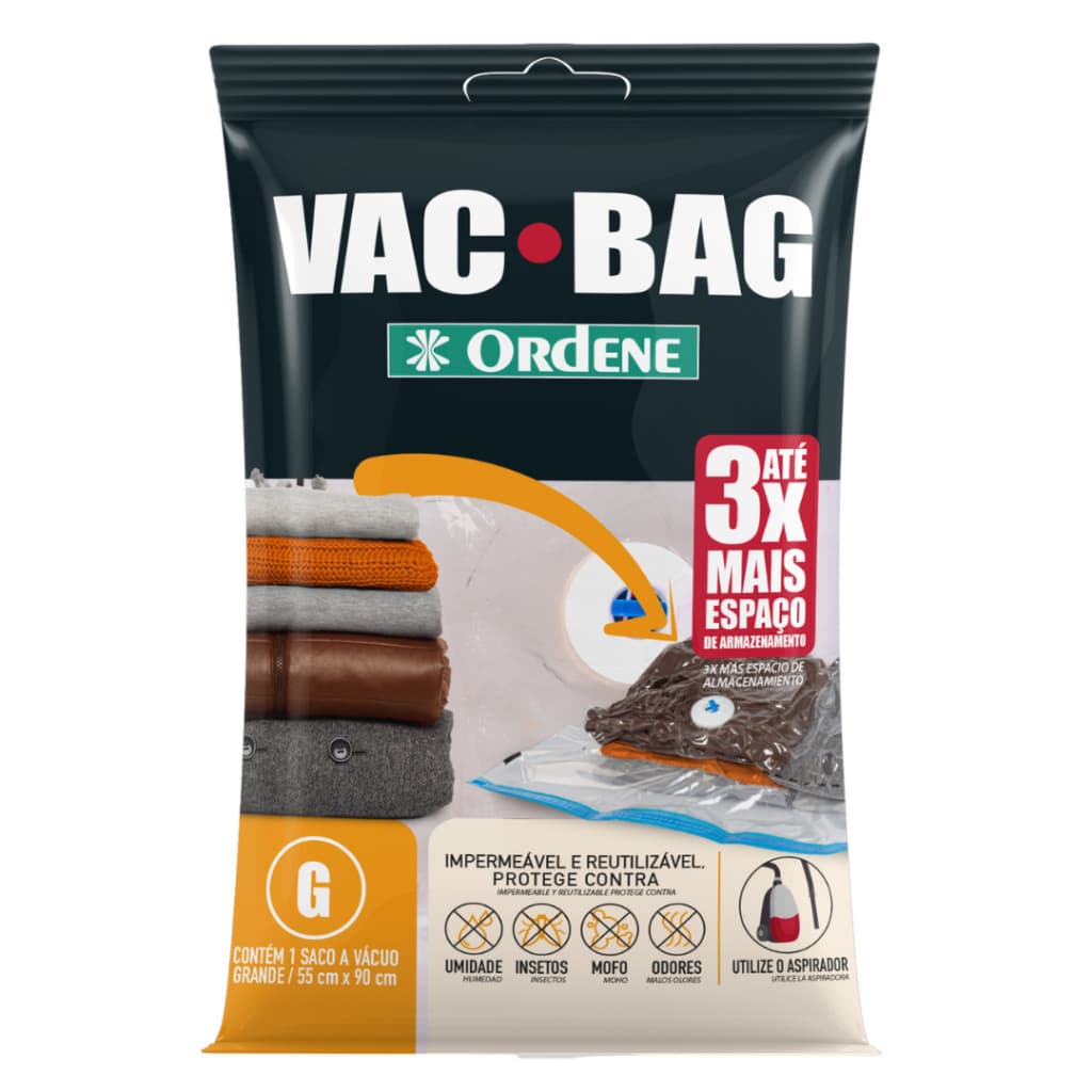 Saco a Vácuo Grande 55x90cm Organizador de Roupas Malas Viagem Vac Bag Ordene Original