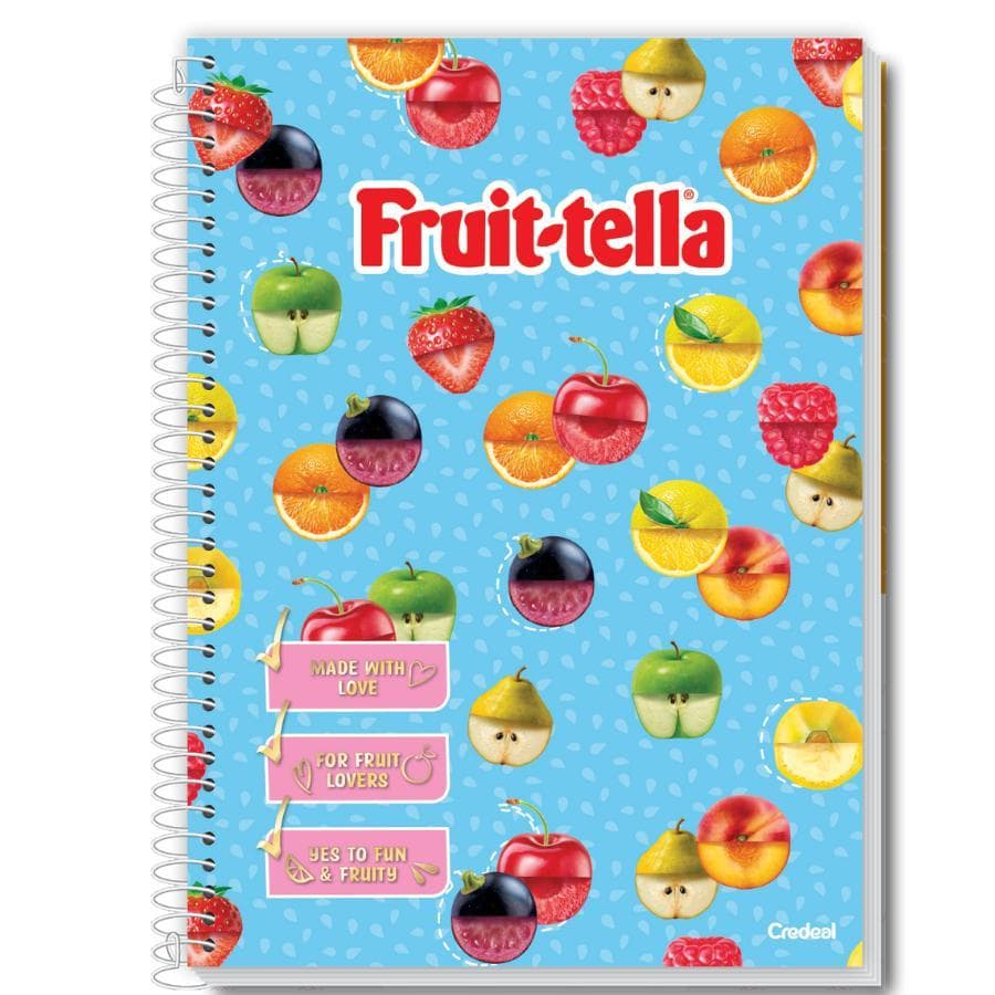 Caderno 1 Matérias Fruit-tella Cheirinho De Frutas e Adesivo volta as aulas papelaria Fofa