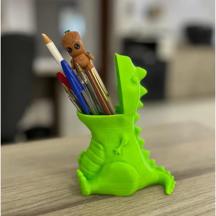 Porta Canetas e objetos para escritório, em formato de Dinossauro, 14cm altura