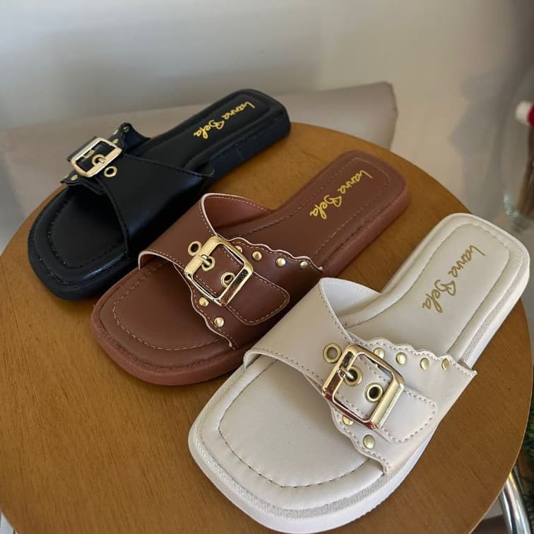 Sandália Papete Birken Feminina Rasteirinha  Com Fivela Ajustável REF 224