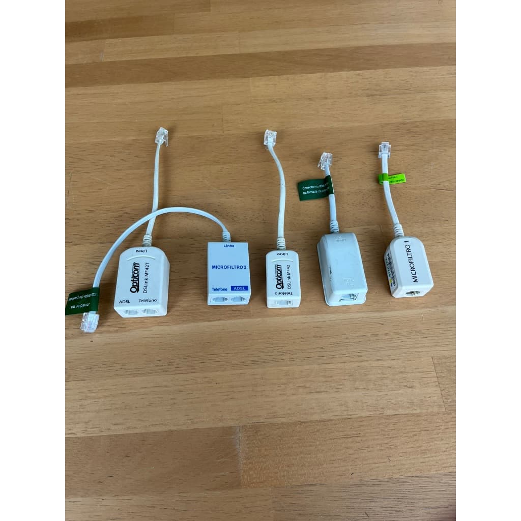 Kit 5 Microfiltros Telefone Modem ADSL Internet Individual / Duplo 2 Saídas