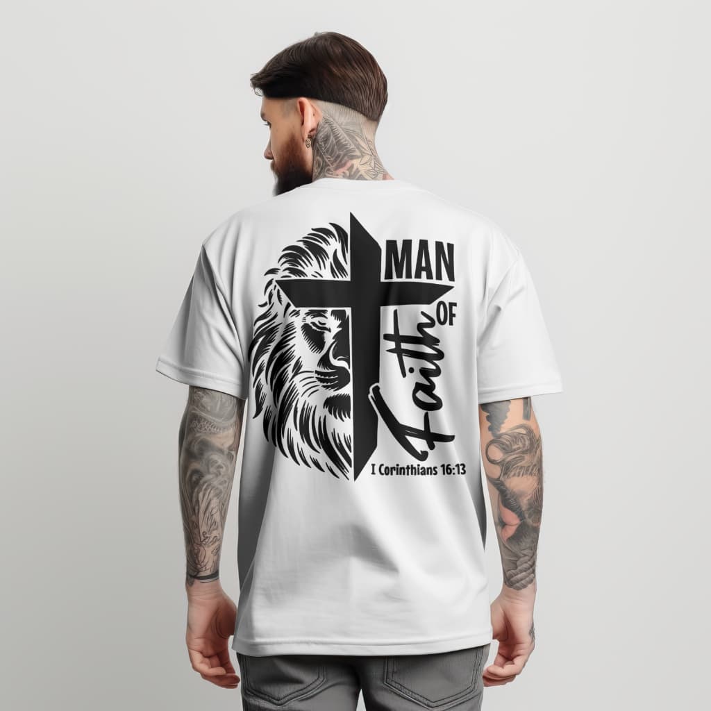 Camiseta Oversized Streetwear Masculina Unisex 100% Algodao  Jesus Cristã Fath of man moda cristã