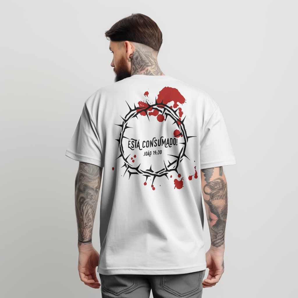 Camiseta Oversized Streetwear Camiseta Masculina Cristã Unssex 100% Algodao Jesus  Está consumado