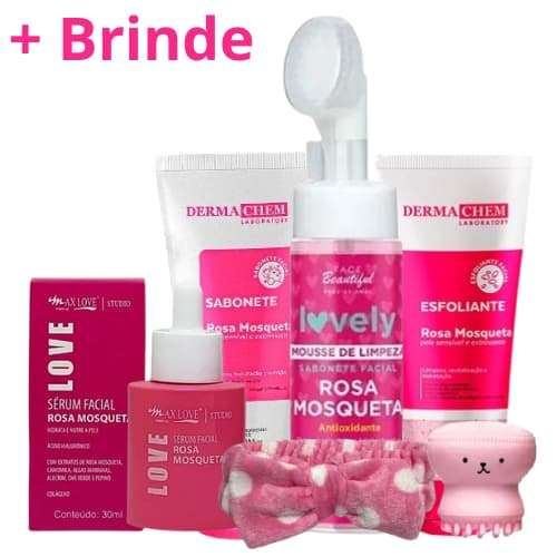 Kit Rosa Mosqueta Skin Care Limpeza de Pele + BRINDE