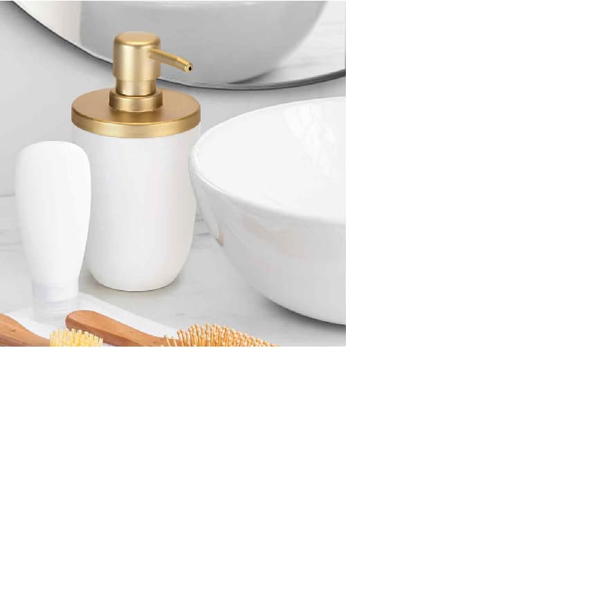 Porta Sabonete Liquido Luxo Para Lavabo Cor Branco Com Dourado