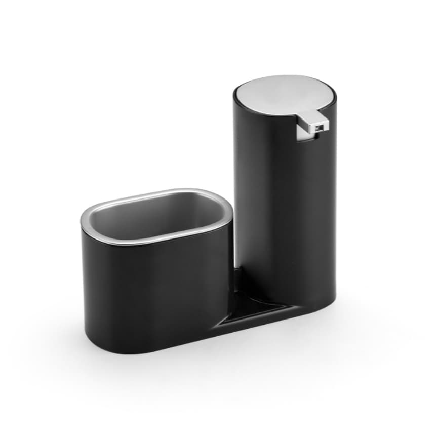 Porta Detergente E Bucha Preto Com Cromado Arthi