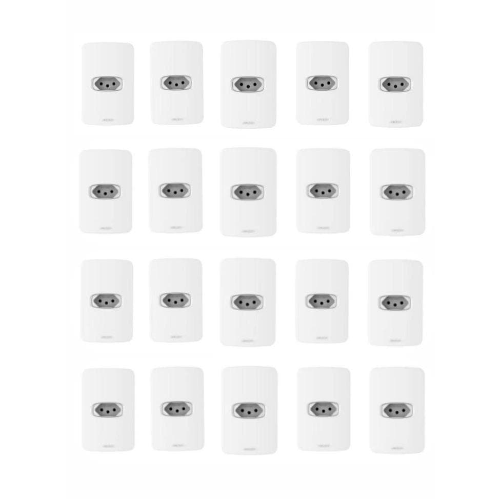 Caixa com 20 Conjunto de 1 Tomada 10A 250V~ C.PlacaLinha Gracia 4x2cm Branco Alumbra
