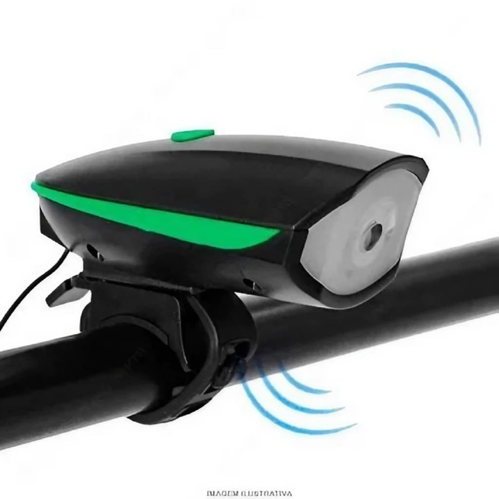 Farol Led Lanterna Bicicleta Com Buzina Bike Recarregavel Usb Piscante Resistente Água