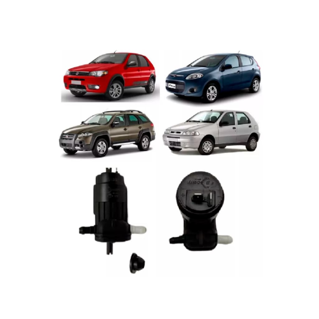 Bomba Motor Reservatorio Agua Limpador Parabrisa GM Celta Corsa Agile Fiat Palio Doblo Uno Mobi Idea