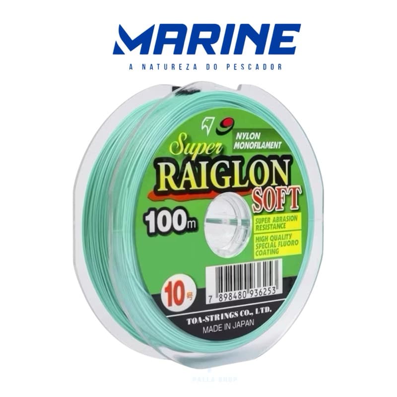 Linha Monofilamento Raiglon Soft Verde 100m (Japonesa) Marine Sports - Super Resistente - Ideal para Pesqueiros