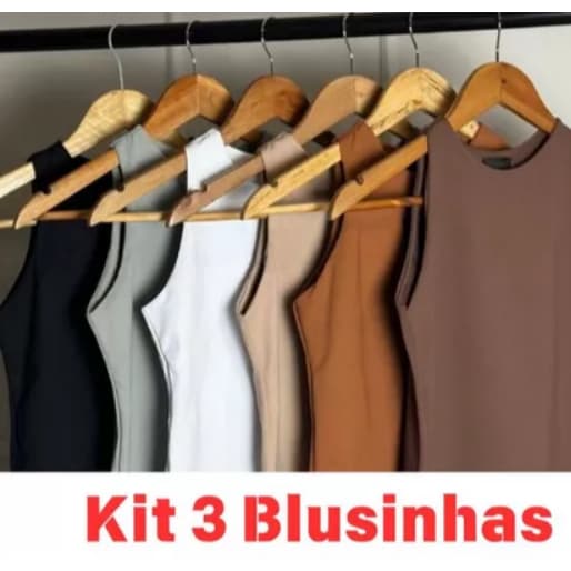 Kit 3 Regata BLUSA  Feminina Suplex Duplo Básica
