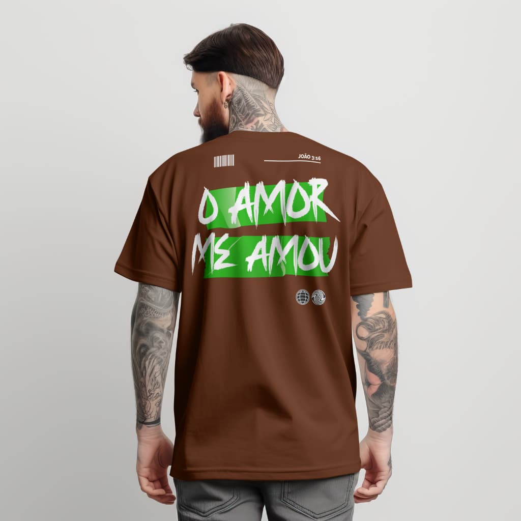 Camiseta Oversized Streetwear Masculina Unisex 100% Algodao  Jesus Cristã O amor me amou