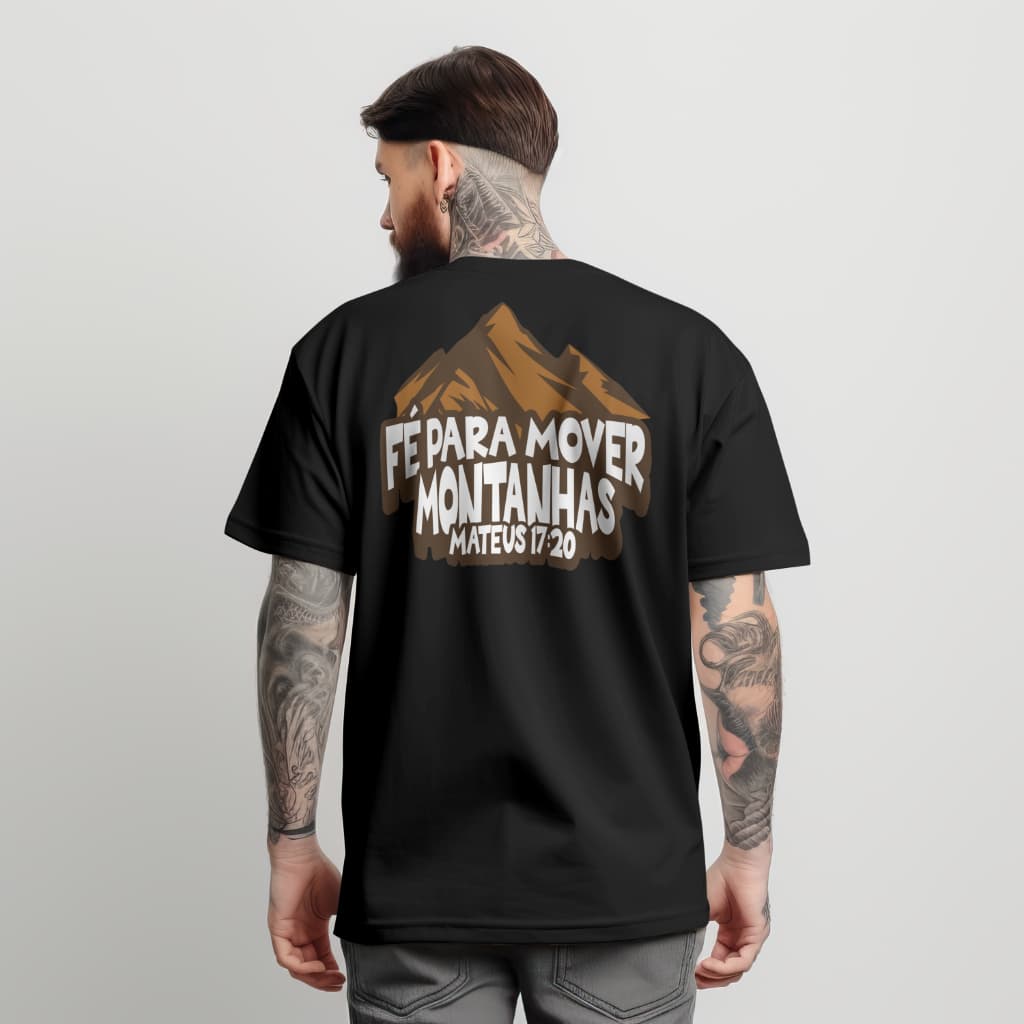Camiseta O versized Streetwear Masculina Unisex 100% Algodao Jesus Cristã Fé para mover montanhas