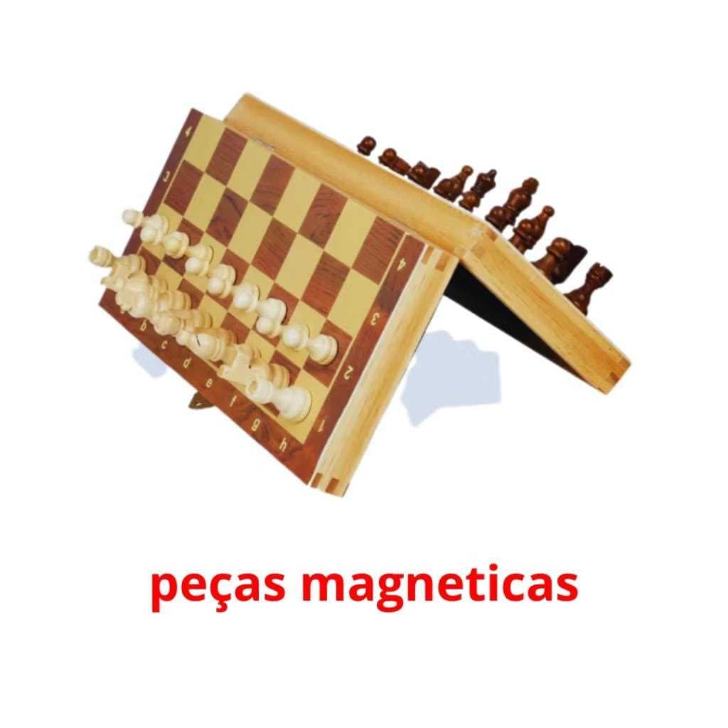Jogo Tabuleiro 3 EM 1 Dama Xadrez Gamao Em Madeira Magnetico Profissional 34x34