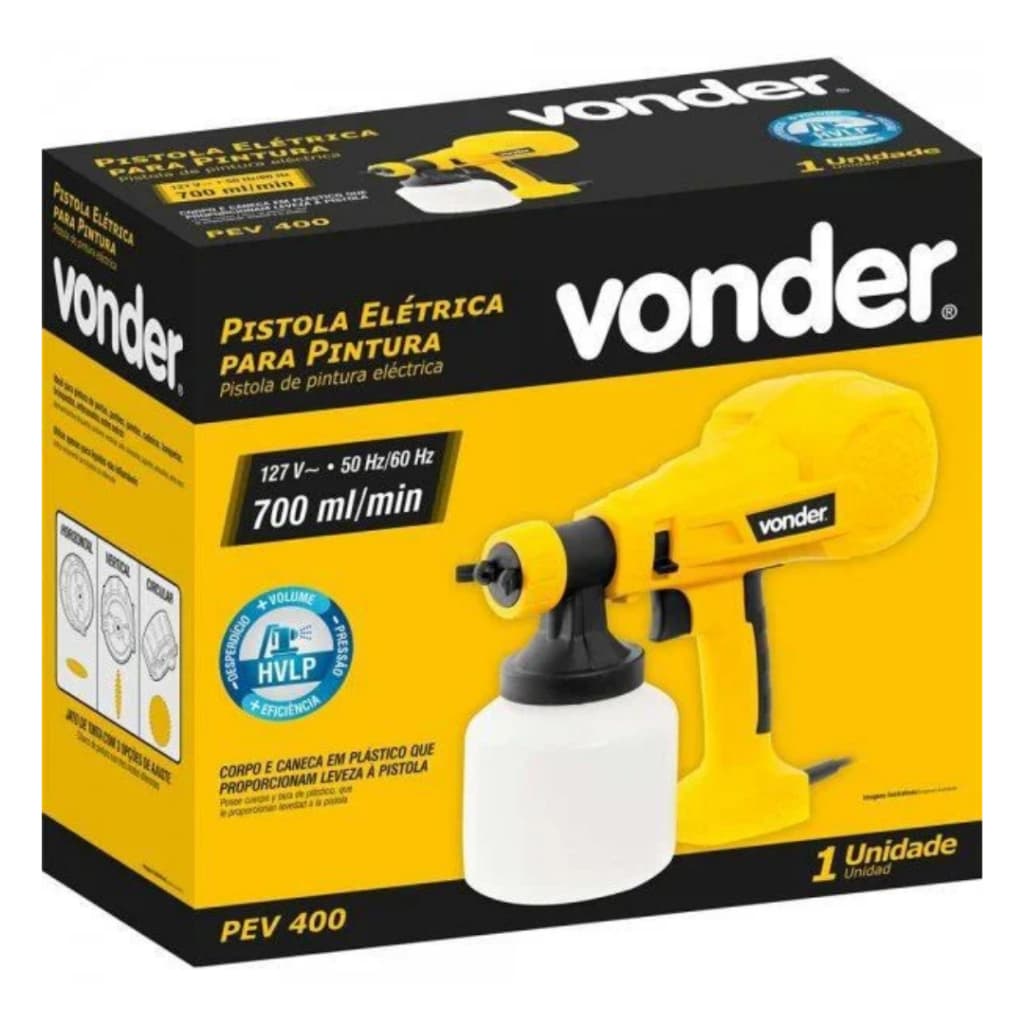 Pistola Elétrica para pintura 700ml/Pev400 - Vonder