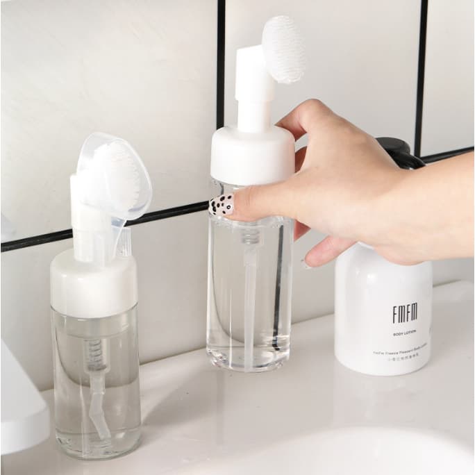 10 peças PUMP Garrafa Frasco Espumador Limpeza Facial Skin Care Escova Silicone Portátil Viagem