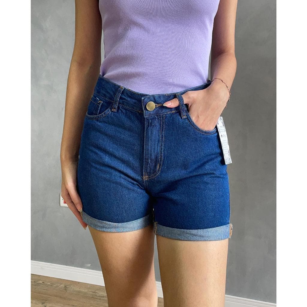 Shorts Jeans Feminino Barra Dobrada